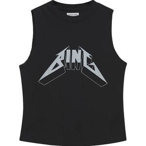 Anine Bing Tees | Lennon Bing Black Graphic Crop Tank Top Tee